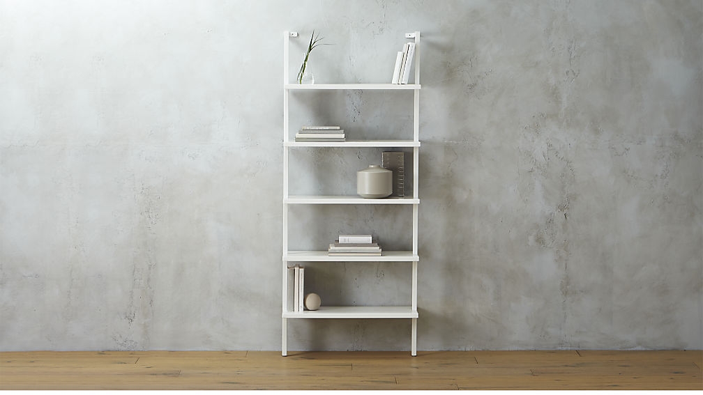 Stairway white 72.5" wall mounted bookcase - Image 1