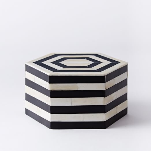 Black + White Striped Boxe - Large - Image 0