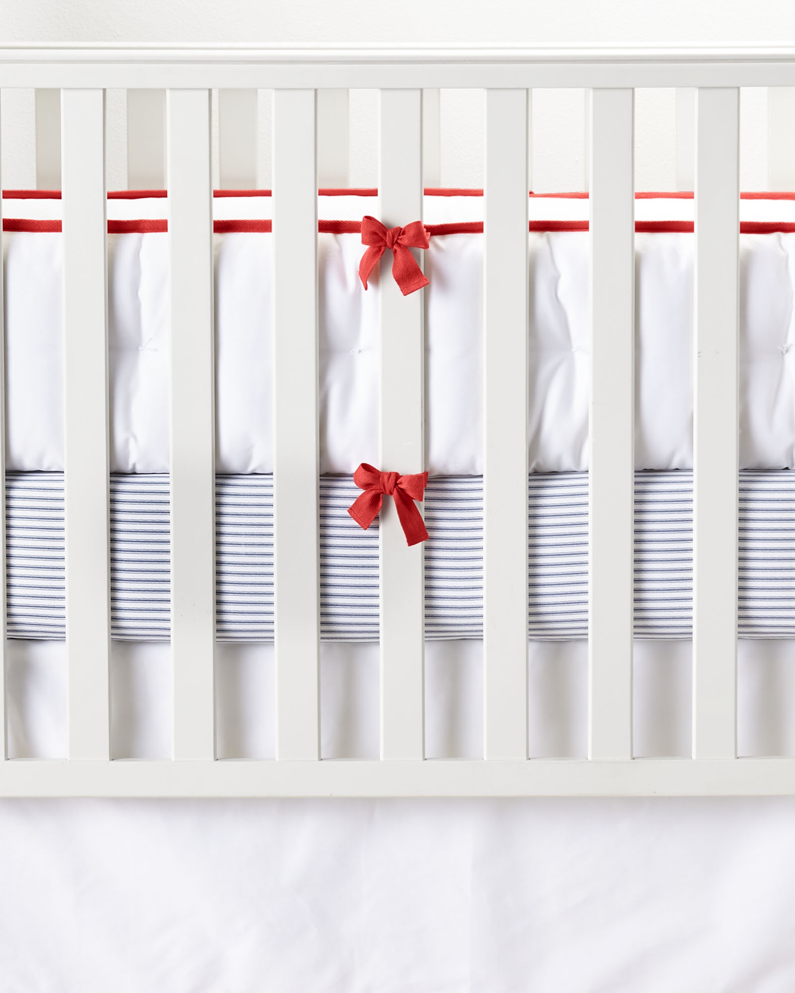 Ticking Stripe Crib Sheet - Denim - Image 1