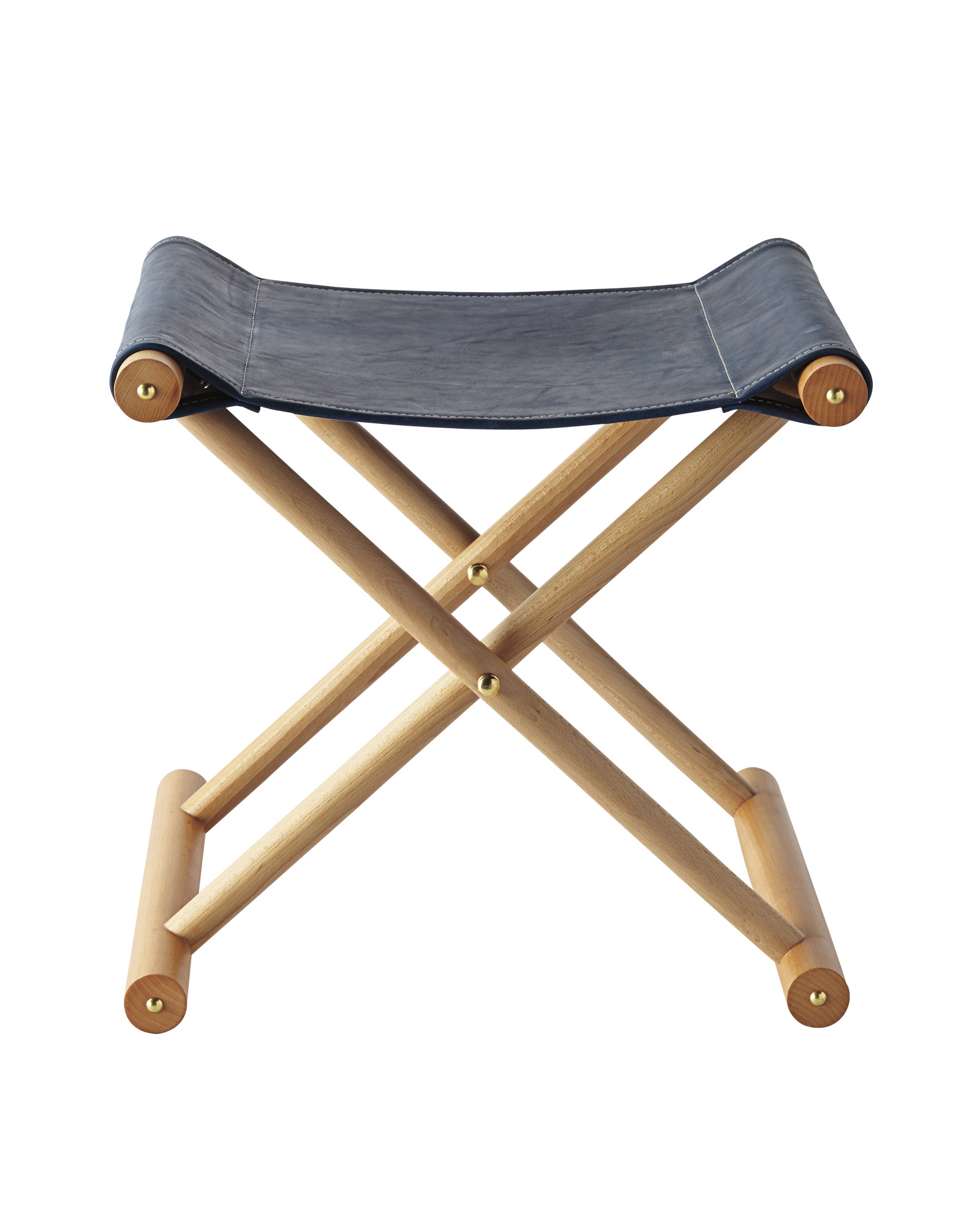 Cooper Leather Stool - Navy - Image 0