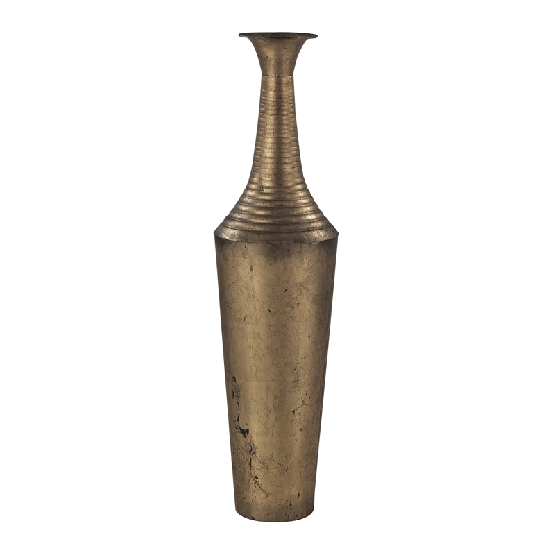 Floor Standing Vase in Antiqued Gold Finish - Image 0