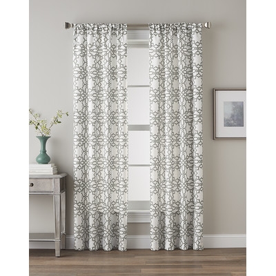 Lotus Harmony Single Curtain Panel - Charcoal - 63" - Image 1