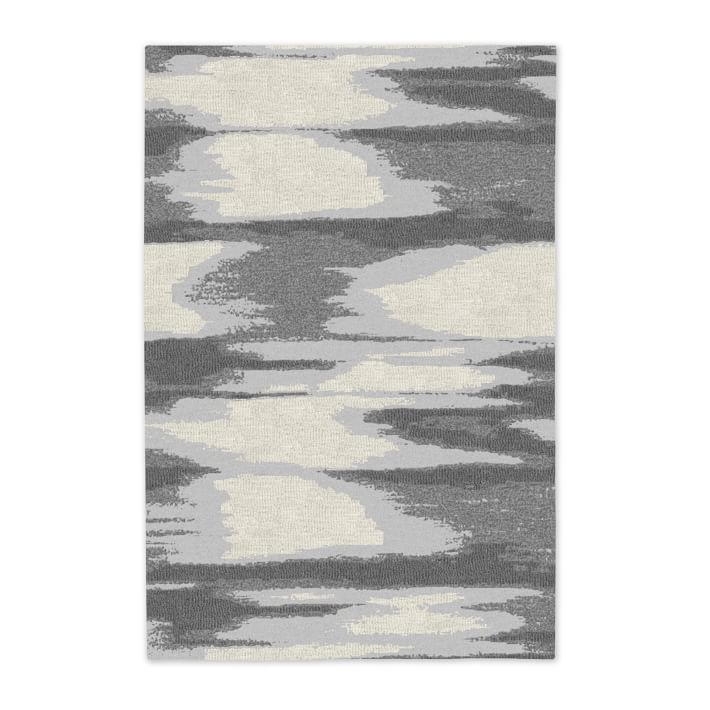 Faded Ikat Wool Rug - Slate - 6' x 9' - Image 0