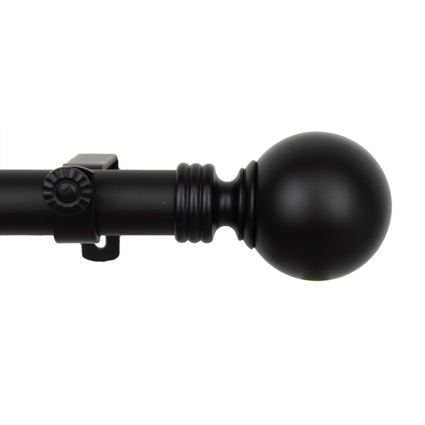 Black Sphere Adjustable Curtain Rod Set - 66''-120'' - Image 0