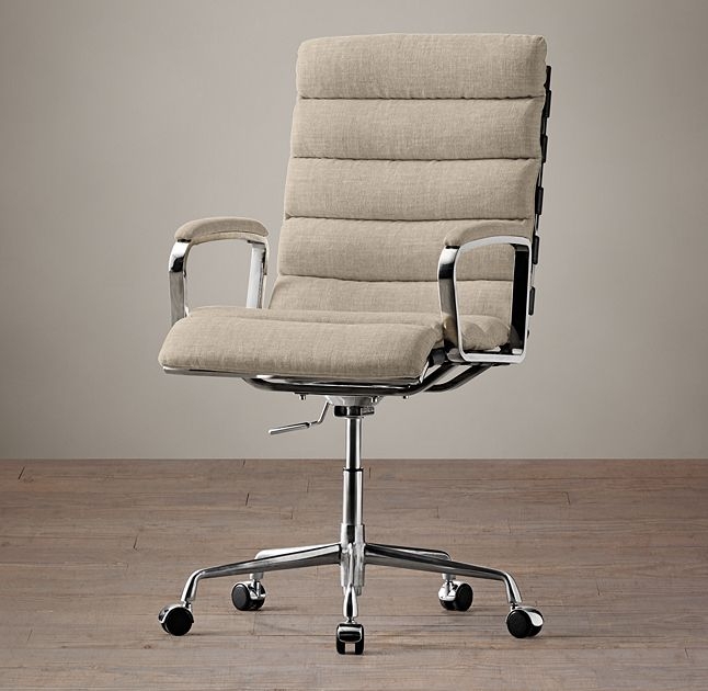 Oviedo Upholstered Desk Chair - Belgian Linen, Sand - Image 0