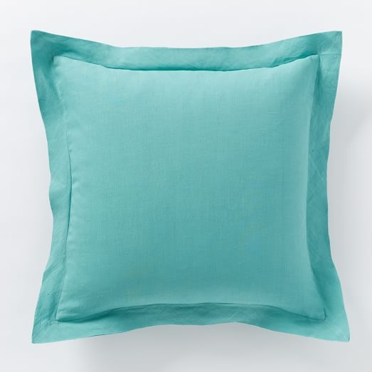 Belgian Linen Pillow Cover - Peacock - 18"sq. - Insert sold separately - Image 0