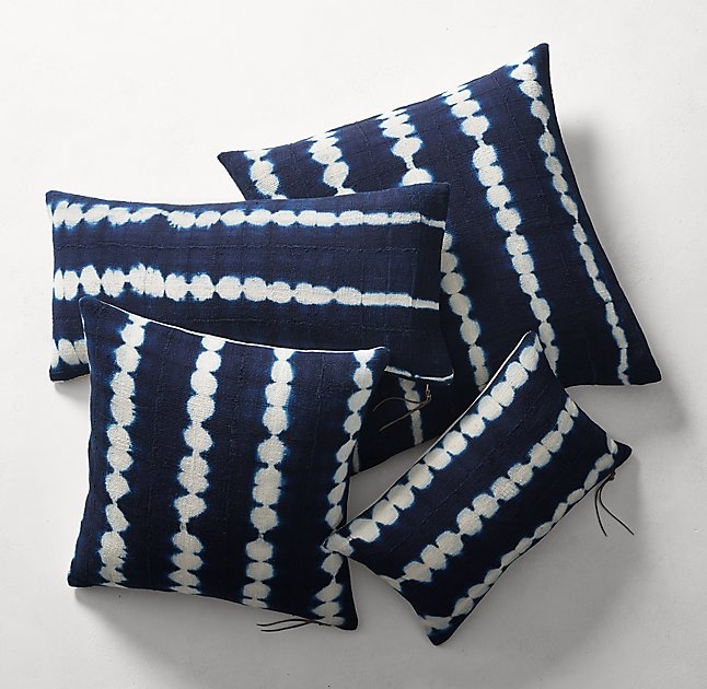 Handcrafted African Indigo Shibori Dot Pillow Cover - 22" x 22" - No Insert - Image 1