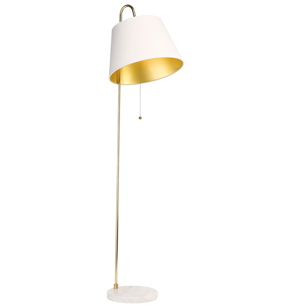 STEM FLOOR LAMP - White Linen Shade - Image 0