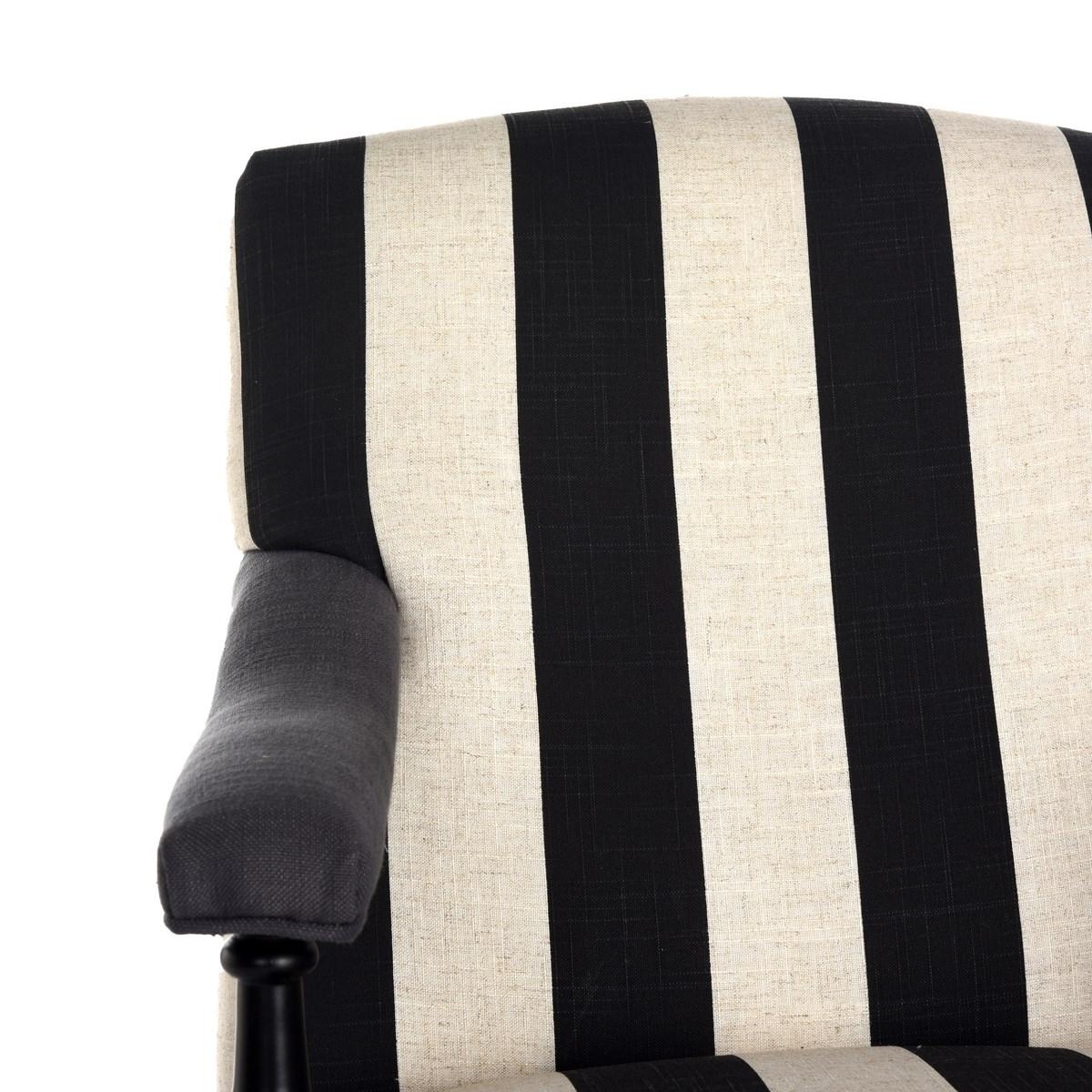 Devona Awning Stripe Arm Chair - Silver Nail Heads - Charcoal/White - Arlo Home - Image 3
