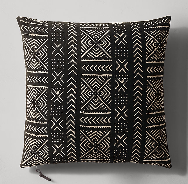 HANDWOVEN AFRICAN MUD CLOTH VARIED PATTERN 22" SQUARE PILLOW COVER - NO INSERT - Image 0