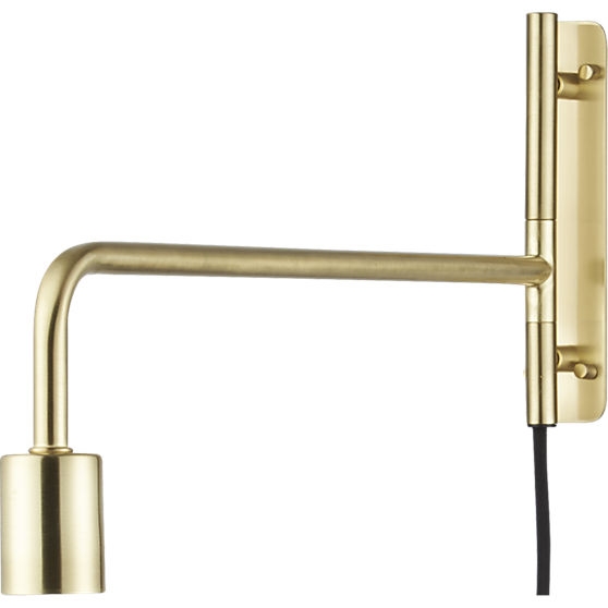 Swing arm brass wall sconce - Image 0