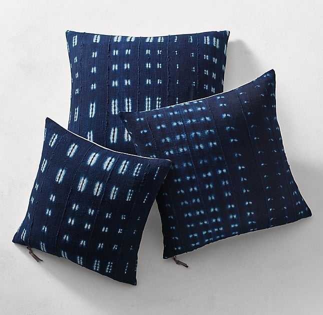 HANDCRAFTED AFRICAN INDIGO SHIBORI VARIED PATTERN SQUARE PILLOW COVER - 26x26 - Image 0