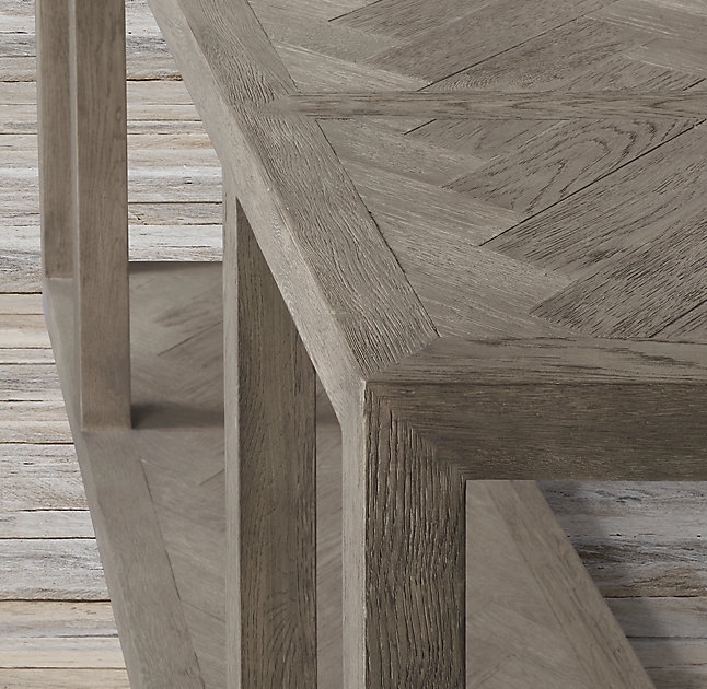 HERRINGBONE LARGE CONSOLE TABLE - Weathered Grey Oak - Image 2