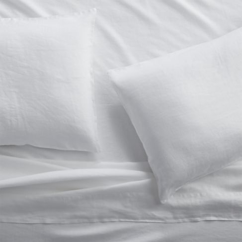 Set of 2 Lino II White Linen King Pillow Cases - Image 0