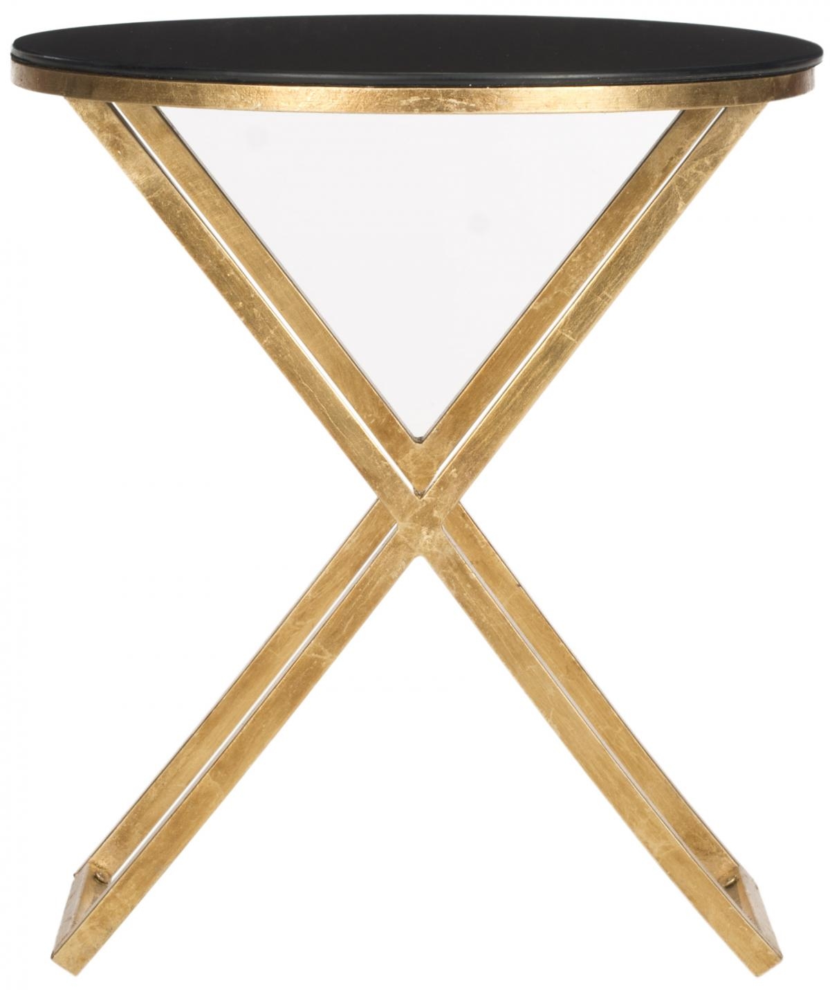 Riona Round Top Accent Table - Gold/Black - Arlo Home - Image 1