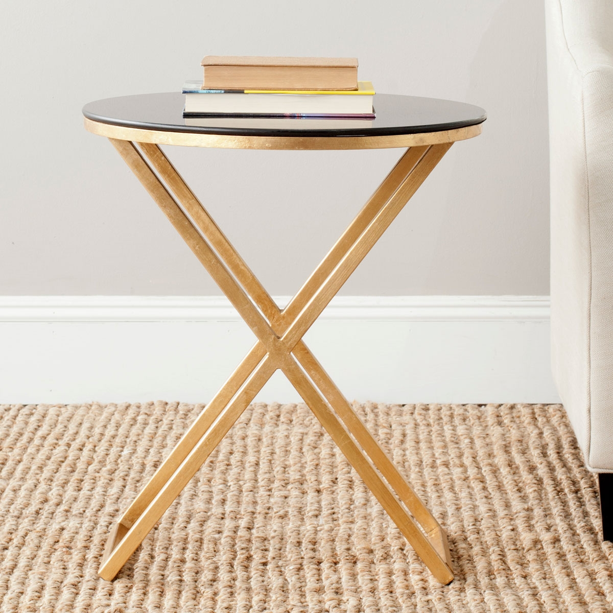 Riona Round Top Accent Table - Gold/Black - Arlo Home - Image 2