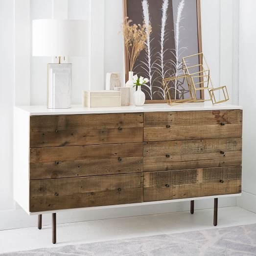 Reclaimed Wood + Lacquer 6-Drawer Dresser - Image 1