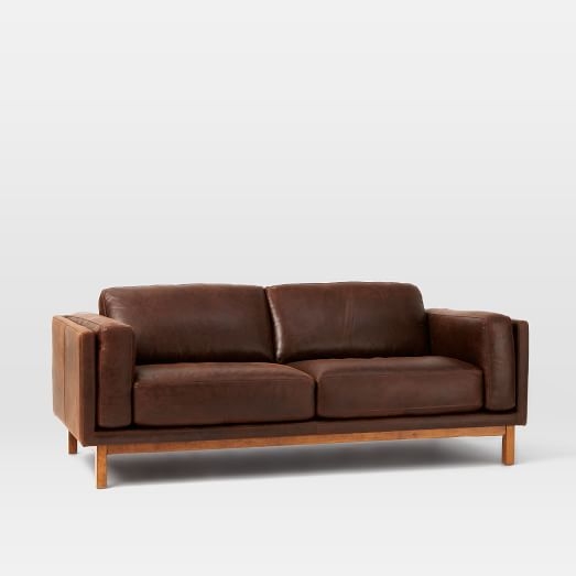 Dekalb Leather 85" Sofa - Premium Aniline Leather, Molasses - Image 0