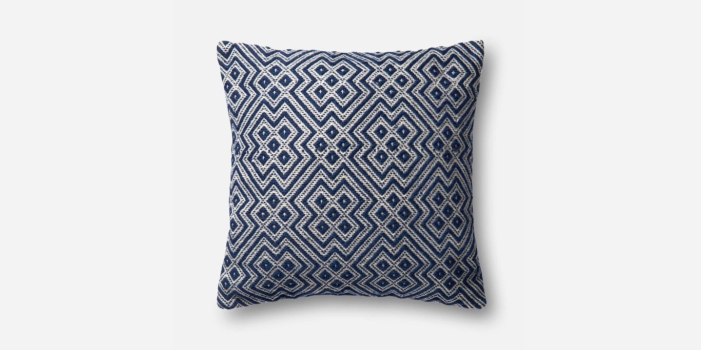 P0499 NAVY / WHITE Pillow - 22x22" with Poly insert - Image 0