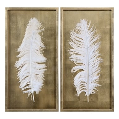 White Feathers, S/2 -  Framed (Gold) - Image 0