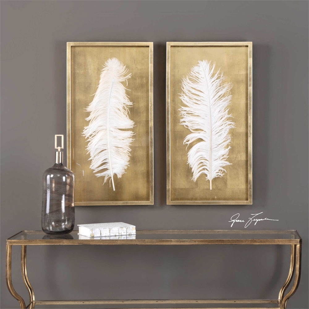 White Feathers, S/2 -  Framed (Gold) - Image 1