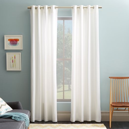 Cotton Canvas Grommet Curtain - White-Individual-84" - Image 0