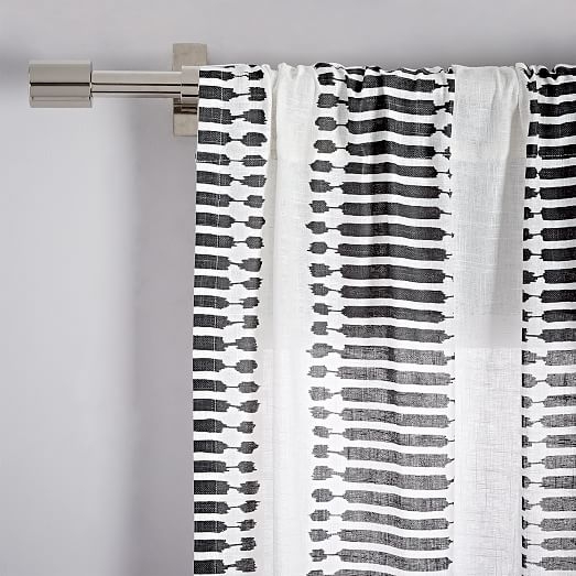 Striped Ikat Curtain - Slate - 96" - Image 2