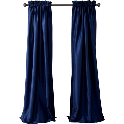 Taylorstown Faux Silk Curtain Panel - Navy - 96" - Image 0