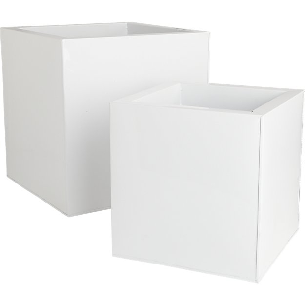 blox large square galvanized high-gloss white planter - Image 7