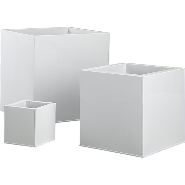blox large square galvanized high-gloss white planter - Image 8