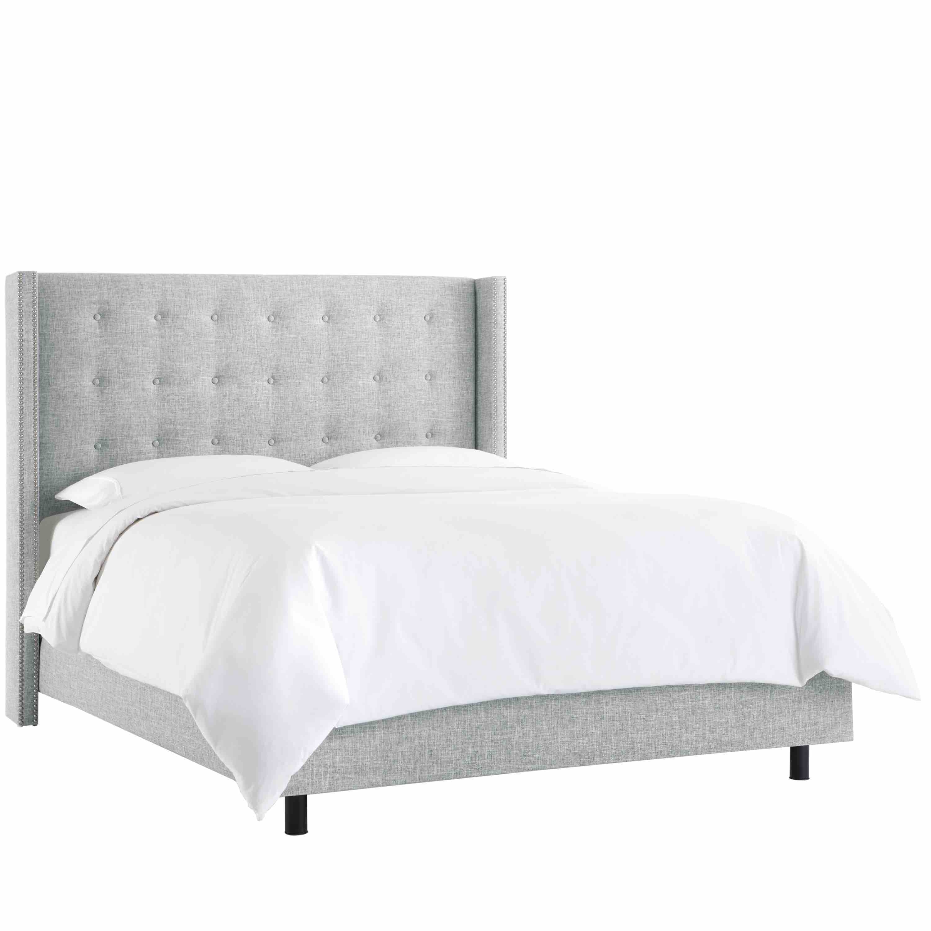California King Nail Button Tufted Wingback Bed in Zuma Pumice - Image 0