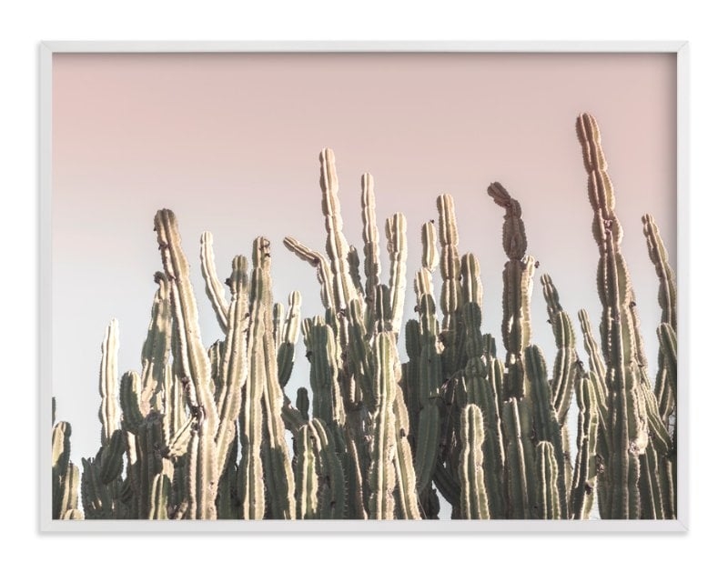 Summer cactus Art Print - 40" x 30" - Whitewash herringbone without Mat - Image 0