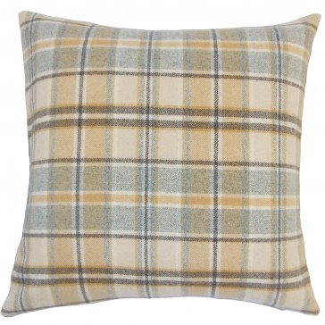 Nasnan Plaid Pillow Tan - 18" x 18" - With polyester filing - Image 0