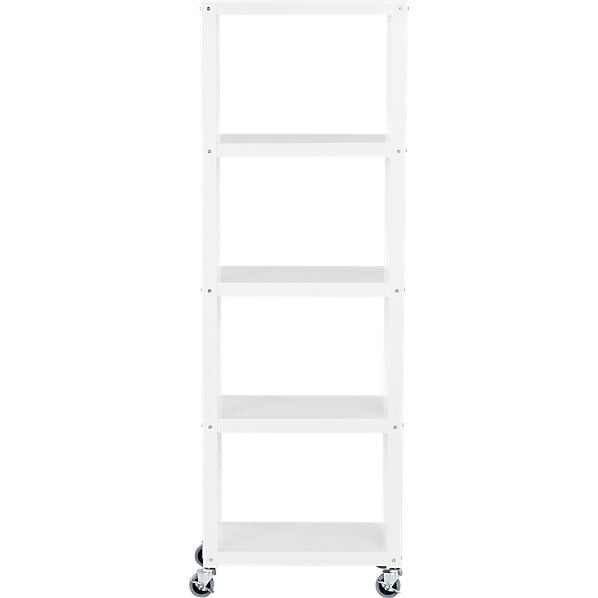 Go-cart white five-shelf rolling bookcase - Image 0