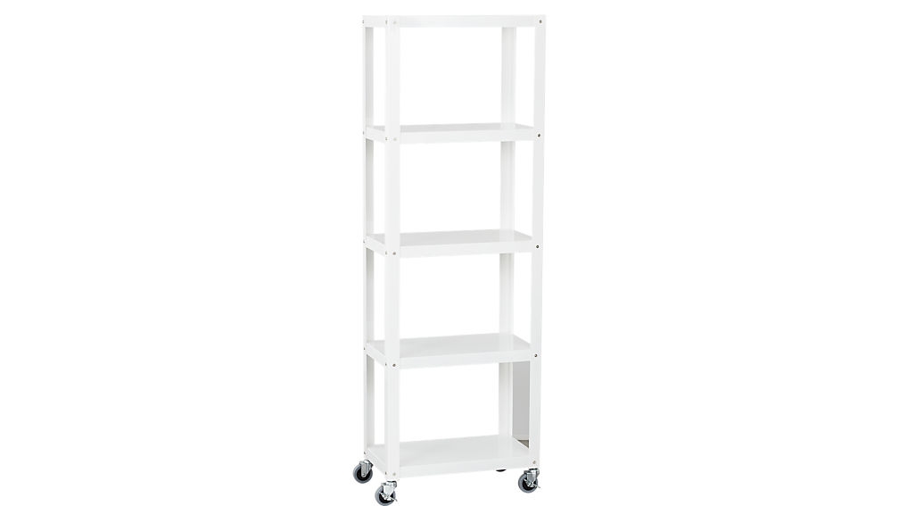 Go-cart white five-shelf rolling bookcase - Image 3