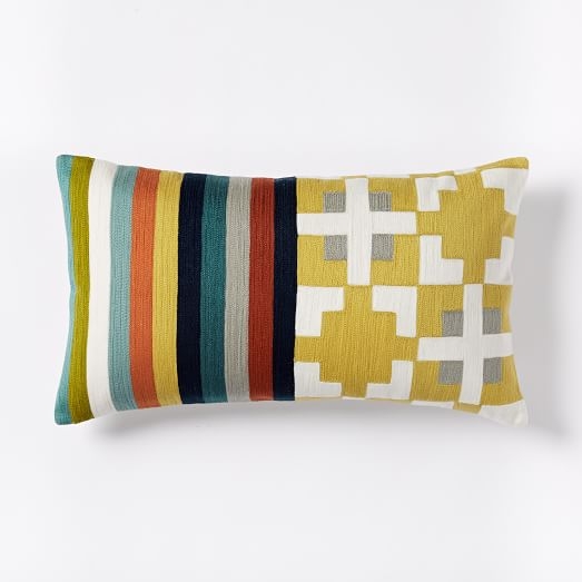 Wallace Sewell Blocks + Stripes Crewel Pillow Cover - Image 0