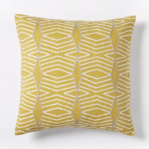 Crewel Diamond Stripe Pillow Cover - Citrus Yellow - 20"sq. - Insert sold separately - Image 0