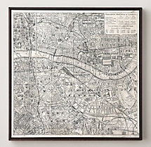 VINTAGE AERIAL MAPS OF EUROPEAN CITIES - LONDON - Framed - Image 0