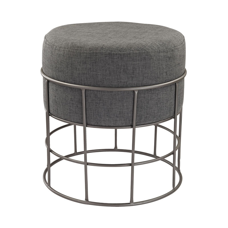 Pewter and Grey Linen Stool - Image 0