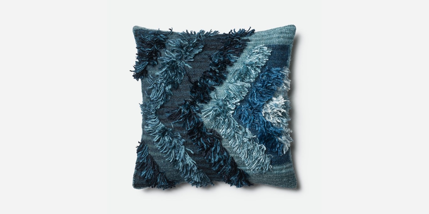 P0416 INDIGO Pillow Cover with Down Insert - 22" x 22" - Image 0