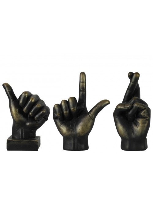 HAND SIGN OBJECTS - CHARCOAL - Set of 3 - Image 0