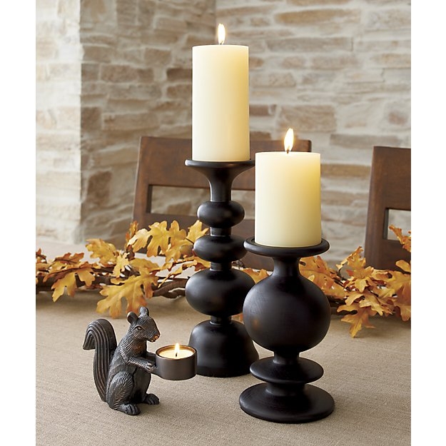Berit Short Wood Pillar Candle Holders - Image 3