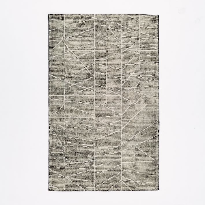 Erased Lines Wool Rug - Iron - 6'x9' - Image 0