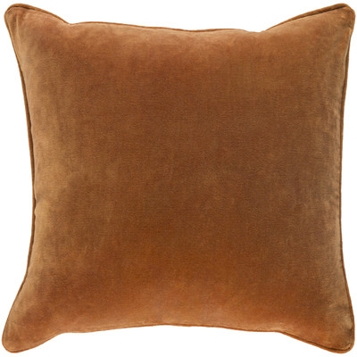 Safflower Ally Cotton Velvet Pillow Cover - Dark Orange - 18" x 18" - Image 0