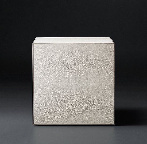 Shagreen Cube Side Table - Dove Shagreen & Pewter, 18" - Image 0