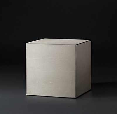 Shagreen Cube Side Table - Dove Shagreen & Pewter, 18" - Image 1