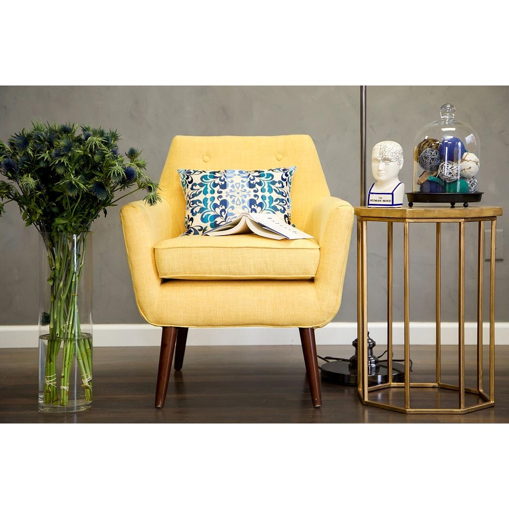 Sadie Mustard Yellow Linen Chair - Image 4