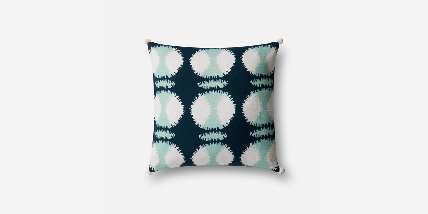 P0480 TEAL / WHITE Pillow - 22" x 22" with Poly Insert - Image 0