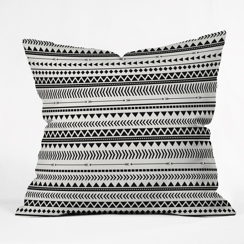 BLACK AND WHITE AZTEC PATTERN Throw Pillow -20x20 - insert - Image 0
