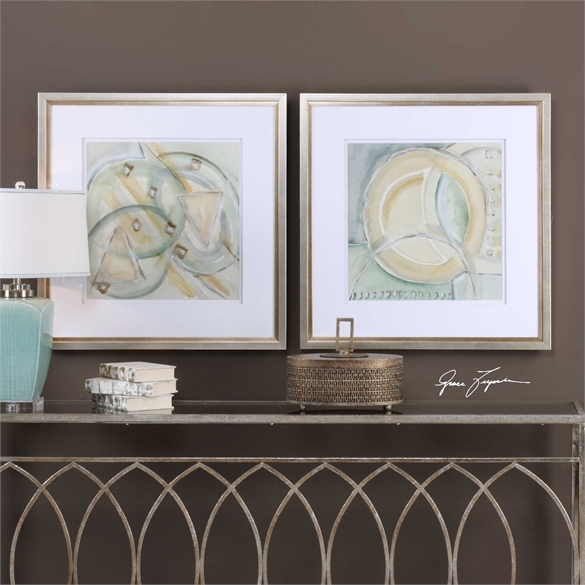 Abstracts, S/2 - 32" W X 32" H - Champagne Frame with Mat - Image 1